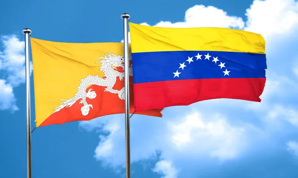 Bhutan flagge mit venezuela flagge, 3d rendering — Stockfoto