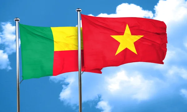 De vlag van Benin vlag met Vietnam, 3D-rendering — Stockfoto