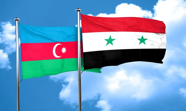 Bandeira do Azerbaijão com bandeira da Síria, renderização 3D — Fotografia de Stock