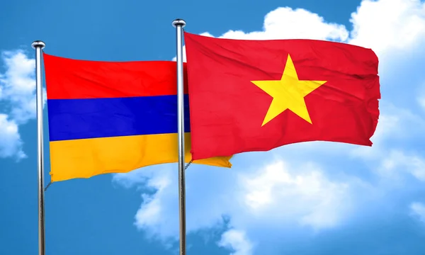 Σημαία της Αρμενίας με σημαία του Βιετνάμ, 3d rendering — Φωτογραφία Αρχείου