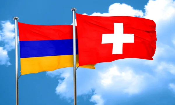 Σημαία της Αρμενίας με Ελβετία σημαία, 3d rendering — Φωτογραφία Αρχείου