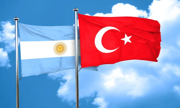 Drapeau Argentine avec drapeau Turquie, rendu 3D — Photo