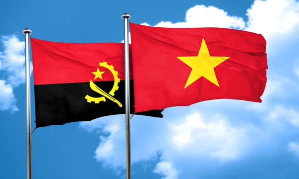Vlajka vlajka Angola s Vietnamem, 3d vykreslování — Stock fotografie