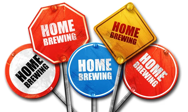Home brewing, 3D rendering, rough street sign collection — Stock Photo, Image