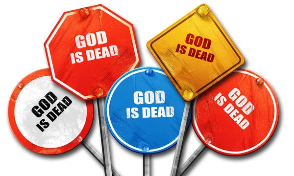 God is dead, 3D rendering, rough street sign collection — Stock Photo, Image