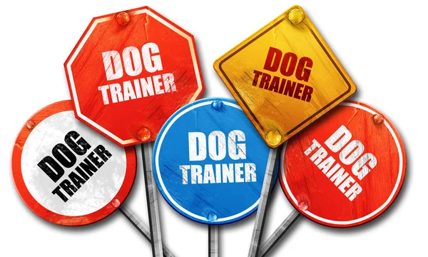 Entrenador de perros, representación 3D, colección de signos de calle áspera — Foto de Stock