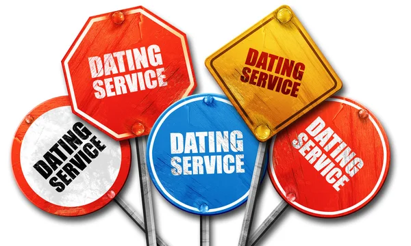 Dating service, 3d-rendering, grov vägskylt samling — Stockfoto