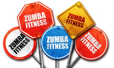 Zumba fitness, 3d render, kaba sokak tabelası koleksiyonu