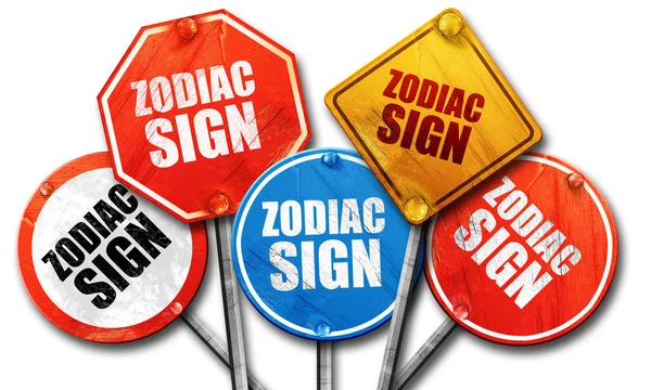 Signo del zodíaco, representación 3D, colección de signos callejeros ásperos — Foto de Stock