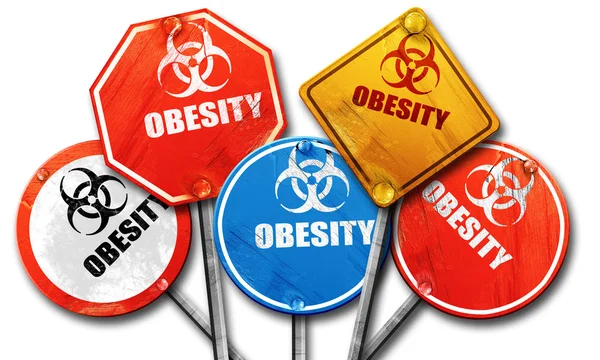 Obesity concept background, 3D rendering, rough street sign coll — Stock Photo, Image