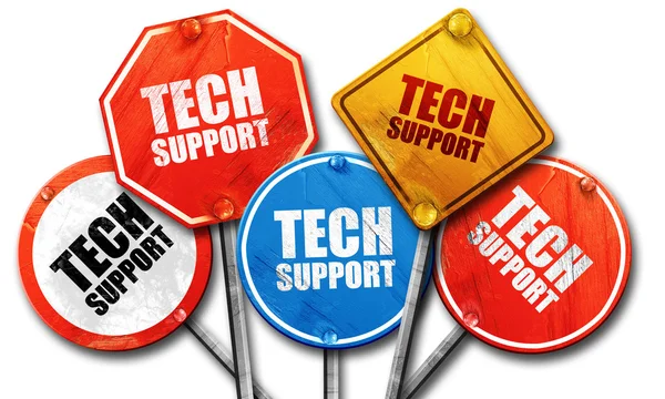 Tech support, 3D rendering, rough street sign collection — Stock Photo, Image