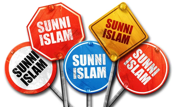 Sunni islam, 3D-Rendering, grobe Straßenschildersammlung — Stockfoto