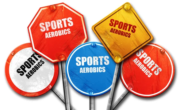 Sports aerobics underteckna bakgrund, 3d-rendering, grov vägskylt — Stockfoto