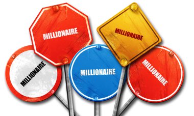 millionair, 3d render, kaba sokak tabelası koleksiyonu