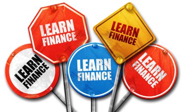 öğrenmek finans, 3d render, kaba sokak tabelası koleksiyonu