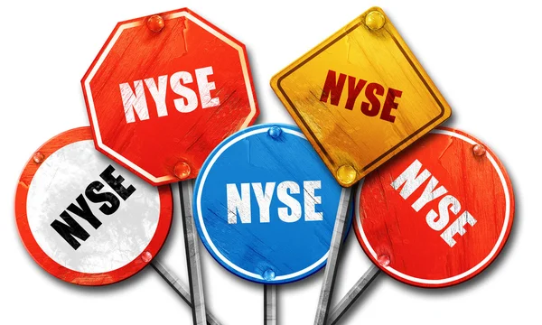 Nyse, 3D rendering, rough street sign collection — Stock Photo, Image