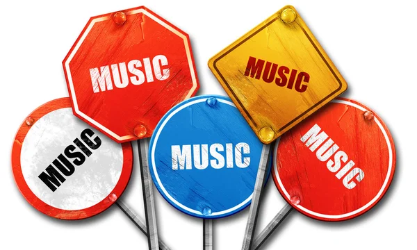 Music, 3D rendering, rough street sign collection — Stock Photo, Image