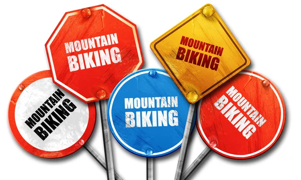 Moutain biking, 3D rendering, grough street sign collection — стоковое фото
