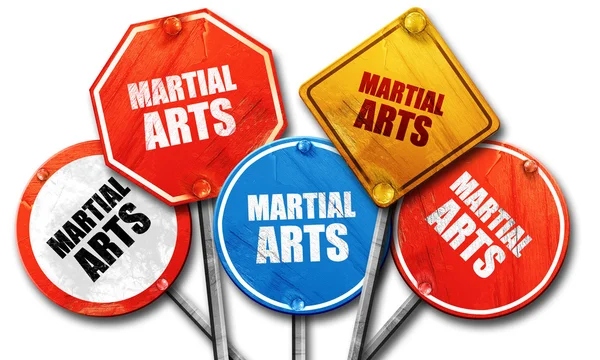 Martial arts, 3D rendering, rough street sign collection — Stock Photo, Image