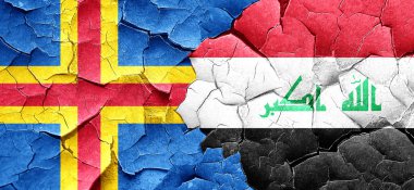 Aland Adaları bir grunge Irak bayrağı ile duvar kırık