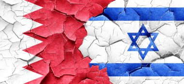 Bahreyn bayrağı bir grunge İsrail bayrağı ile duvar kırık