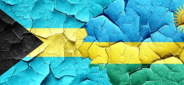 Bahamalar bayrağı bir grunge Ruanda bayrağı ile duvar kırık