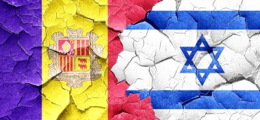 Andorra bayrağı bir grunge İsrail bayrağı ile duvar kırık