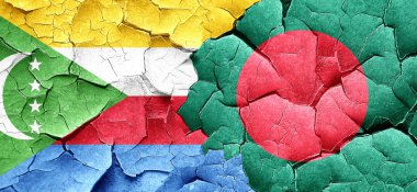 Komor bayrağı bir grunge Bangladeş bayrağı ile duvar kırık