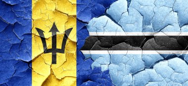Barbados bayrağı bir grunge Botsvana bayrağı ile duvar kırık