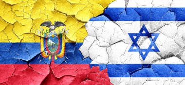 Ekvador bayrak bir grunge İsrail bayrağı ile duvar kırık