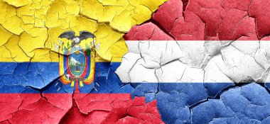 Ekvador bayrak bir grunge Hollanda bayrağı ile duvar kırık