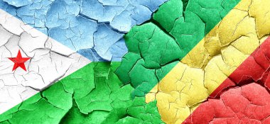 Cibuti bayrağı bir grunge Kongo bayrağı ile duvar kırık