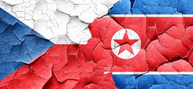 Çekoslovakya bayrak bir grunge Kuzey Kore bayrağı ile wa kırık