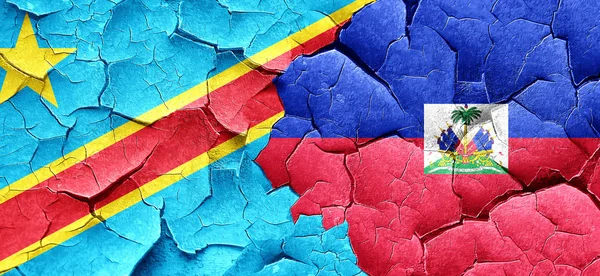 Democratic republic of the congo flag with Haiti flag on a grung — Stock Photo, Image