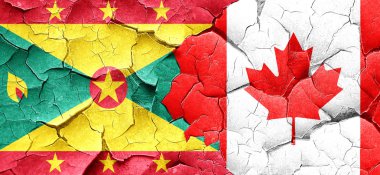 Grenada bayrağı bir grunge Kanada bayrağı ile duvar kırık