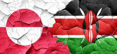 Grönland bayrak bir grunge Kenya bayrağı ile duvar kırık
