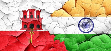 Cebelitarık bayrak bir grunge Hindistan bayrağı ile duvar kırık