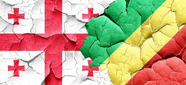 Georgia bayrak bir grunge Kongo bayrağı ile duvar kırık