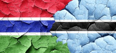 Gambiya bayrak bir grunge Botsvana bayrağı ile duvar kırık