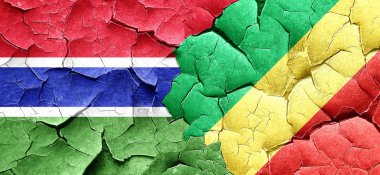 Gambiya bayrak bir grunge Kongo bayrağı ile duvar kırık