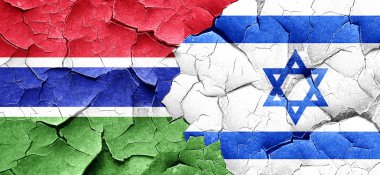 Gambiya bayrak bir grunge İsrail bayrağı ile duvar kırık