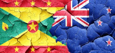 Grenada bayrağı bir grunge Yeni Zelanda bayrağı ile duvar kırık