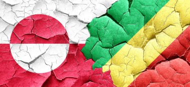 Grönland bayrak bir grunge Kongo bayrağı ile duvar kırık