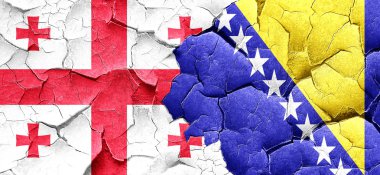 Georgia bayrak bir grunge cracke Bosna-Hersek bayrağı ile