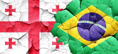 Georgia bayrak bir grunge Brezilya bayrağı ile duvar kırık