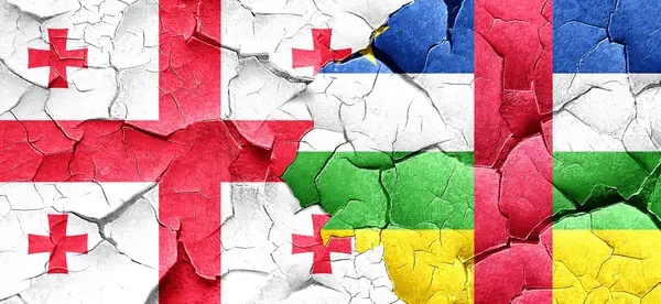 Vlajka Georgie s Středoafrická republika vlajka na grunge crac — Stock fotografie