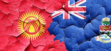 Kırgızistan bayrağı bir grunge Cayman Adaları bayrağı ile wal kırık