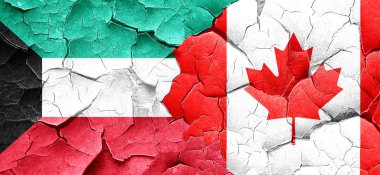 Kuveyt bayrağı bir grunge Kanada bayrağı ile duvar kırık