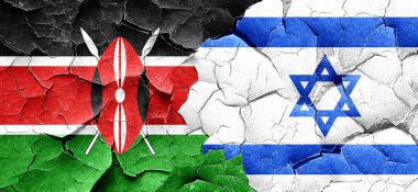 Kenya bayrak bir grunge İsrail bayrağı ile duvar kırık