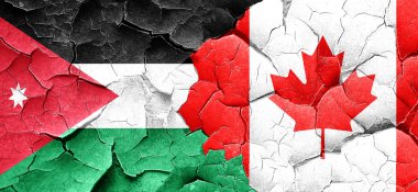 Jordan bayrak bir grunge Kanada bayrağı ile duvar kırık